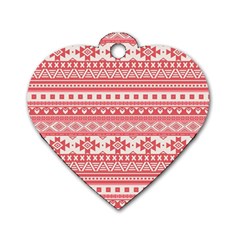 Fancy Tribal Borders Pink Dog Tag Heart (one Side)