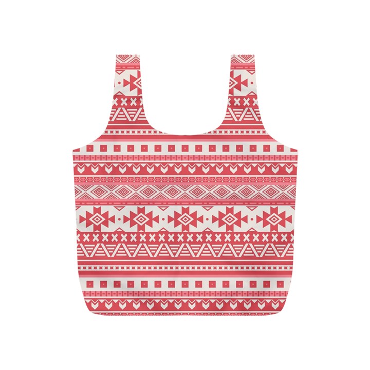 Fancy Tribal Borders Pink Full Print Recycle Bags (S) 