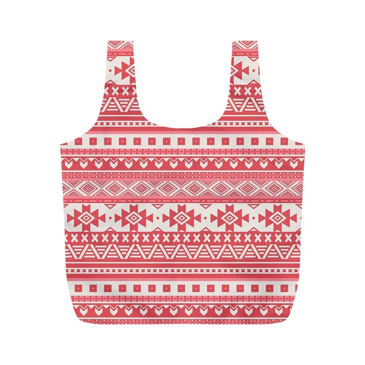 Fancy Tribal Borders Pink Full Print Recycle Bags (M) 