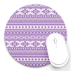 Fancy Tribal Borders Lilac Round Mousepads