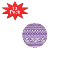 Fancy Tribal Borders Lilac 1  Mini Buttons (10 Pack) 