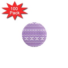 Fancy Tribal Borders Lilac 1  Mini Magnets (100 Pack) 