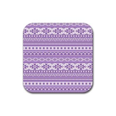 Fancy Tribal Borders Lilac Rubber Coaster (square) 