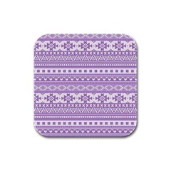 Fancy Tribal Borders Lilac Rubber Square Coaster (4 Pack) 