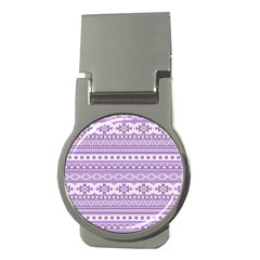 Fancy Tribal Borders Lilac Money Clips (round) 