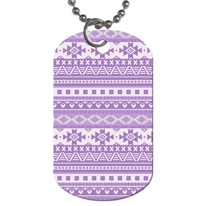 Fancy Tribal Borders Lilac Dog Tag (Two Sides)