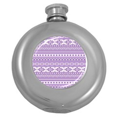 Fancy Tribal Borders Lilac Round Hip Flask (5 Oz) by ImpressiveMoments