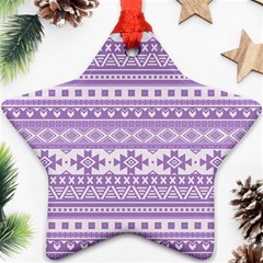 Fancy Tribal Borders Lilac Star Ornament (two Sides)  by ImpressiveMoments