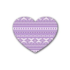 Fancy Tribal Borders Lilac Rubber Coaster (heart) 