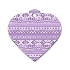 Fancy Tribal Borders Lilac Dog Tag Heart (one Side) by ImpressiveMoments