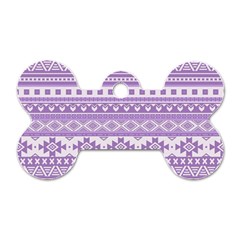 Fancy Tribal Borders Lilac Dog Tag Bone (one Side)