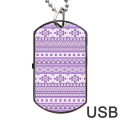 Fancy Tribal Borders Lilac Dog Tag Usb Flash (two Sides) 