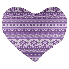 Fancy Tribal Borders Lilac Large 19  Premium Heart Shape Cushions