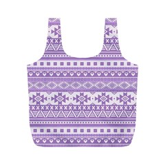 Fancy Tribal Borders Lilac Full Print Recycle Bags (m) 