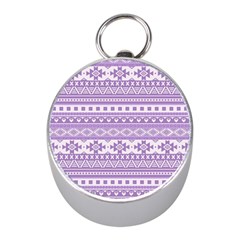 Fancy Tribal Borders Lilac Mini Silver Compasses