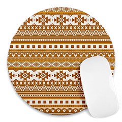 Fancy Tribal Borders Golden Round Mousepads by ImpressiveMoments