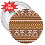 Fancy Tribal Borders Golden 3  Buttons (10 pack)  Front