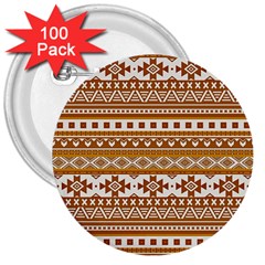 Fancy Tribal Borders Golden 3  Buttons (100 Pack)  by ImpressiveMoments