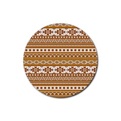 Fancy Tribal Borders Golden Rubber Round Coaster (4 Pack) 