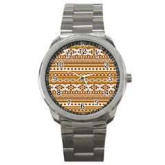 Fancy Tribal Borders Golden Sport Metal Watches