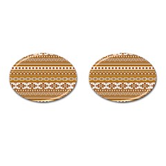 Fancy Tribal Borders Golden Cufflinks (oval)