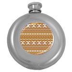 Fancy Tribal Borders Golden Round Hip Flask (5 oz) Front