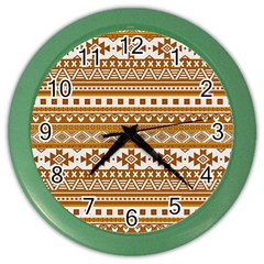 Fancy Tribal Borders Golden Color Wall Clocks