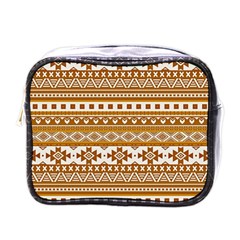 Fancy Tribal Borders Golden Mini Toiletries Bags by ImpressiveMoments