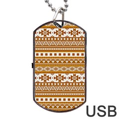 Fancy Tribal Borders Golden Dog Tag Usb Flash (two Sides) 