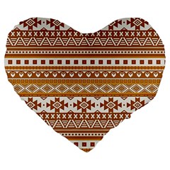 Fancy Tribal Borders Golden Large 19  Premium Heart Shape Cushions