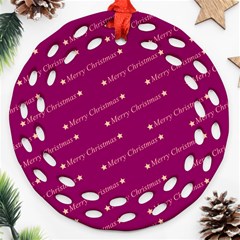 Merry Christmas,text,bordeaux Ornament (round Filigree)  by ImpressiveMoments