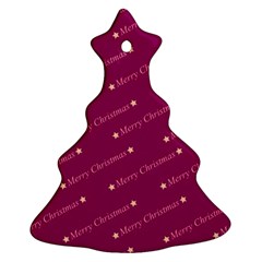 Merry Christmas,text,bordeaux Christmas Tree Ornament (2 Sides) by ImpressiveMoments