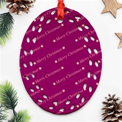 Merry Christmas,text,bordeaux Ornament (oval Filigree) 