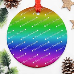 Merry Christmas,text,rainbow Ornament (round) 