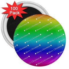 Merry Christmas,text,rainbow 3  Magnets (100 Pack)