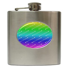 Merry Christmas,text,rainbow Hip Flask (6 Oz)