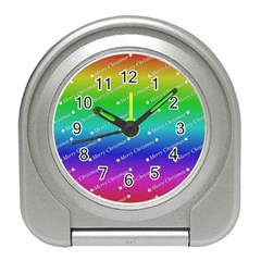 Merry Christmas,text,rainbow Travel Alarm Clocks by ImpressiveMoments