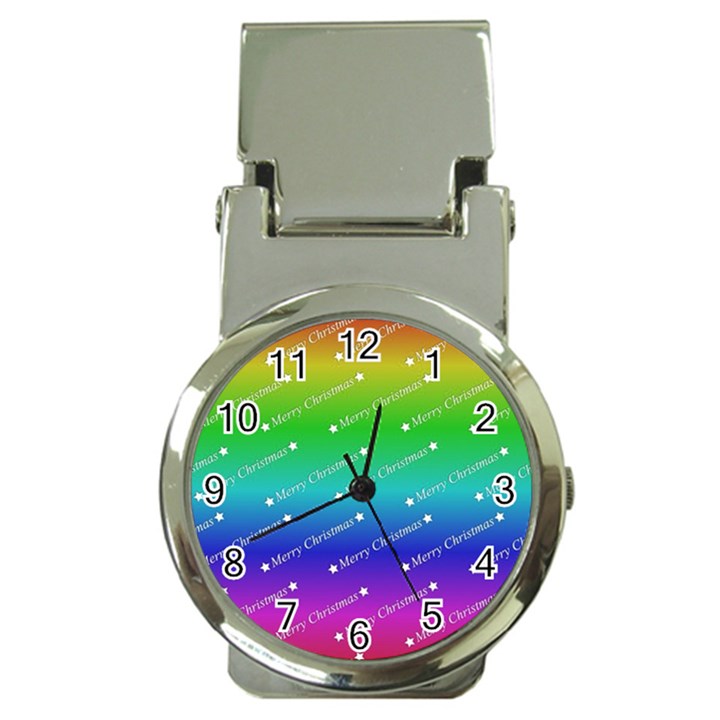 Merry Christmas,text,rainbow Money Clip Watches