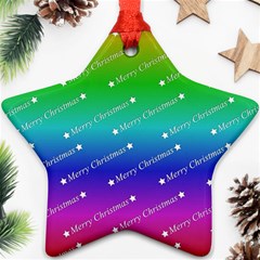 Merry Christmas,text,rainbow Star Ornament (two Sides) 