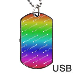 Merry Christmas,text,rainbow Dog Tag Usb Flash (one Side)