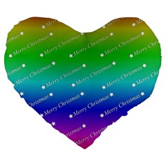 Merry Christmas,text,rainbow Large 19  Premium Heart Shape Cushions