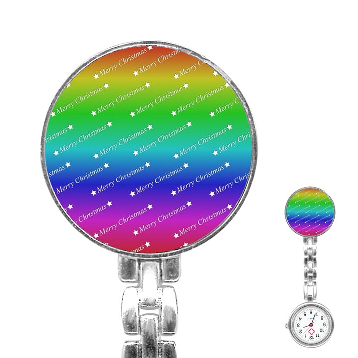 Merry Christmas,text,rainbow Stainless Steel Nurses Watches