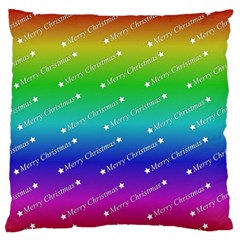 Merry Christmas,text,rainbow Standard Flano Cushion Cases (two Sides)  by ImpressiveMoments