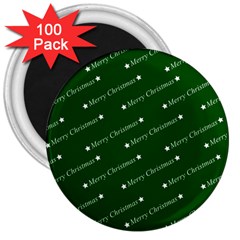 Merry Christmas,text,green 3  Magnets (100 Pack)