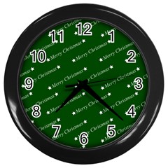 Merry Christmas,text,green Wall Clocks (black)