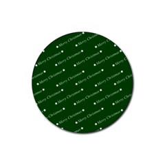 Merry Christmas,text,green Rubber Round Coaster (4 Pack) 