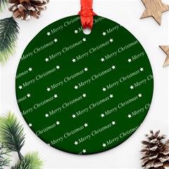 Merry Christmas,text,green Round Ornament (two Sides) 