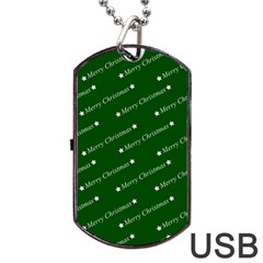 Merry Christmas,text,green Dog Tag Usb Flash (two Sides) 