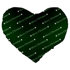 Merry Christmas,text,green Large 19  Premium Heart Shape Cushions