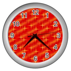 Many Stars,red Wall Clocks (silver) 